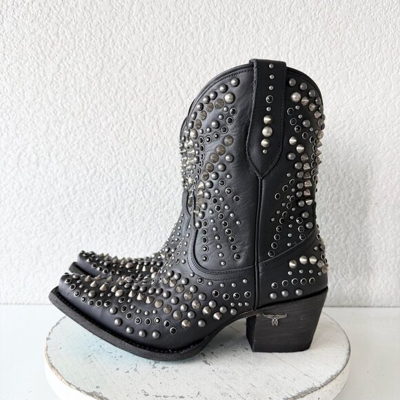 Lane DOLLY Womens Cowboy Bootie 8 Black Bling Western Cowgirl Short Ankle Boots - Picture 4 of 11